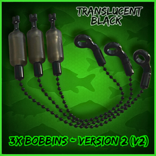 Load image into Gallery viewer, 3 x Bobbins Bite Indicators In TRANSLUCENT BLACK Colour -Version 2-(New for 2026) V2