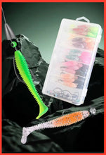 Load image into Gallery viewer, 61pc Soft Lure Fishing Kit – T-Tail Jighead &amp; Texas Rig Set-Fish i Tackle Predator kit.