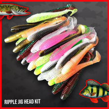 Load image into Gallery viewer, 51pc Ripple Shad Soft Lure Kit T Tail Fishing Baits Jig Head Set Perch Zander