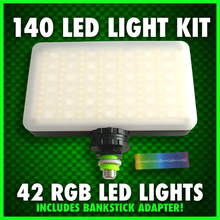 Load image into Gallery viewer, 140 LED RGB VIDEO LIGHT WITH COLD SHOE PHONE HOLDER KIT!