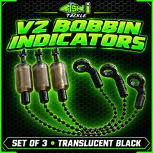 Load image into Gallery viewer, 3 x Bobbins Bite Indicators In TRANSLUCENT BLACK Colour -Version 2-(New for 2026) V2
