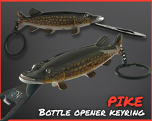 Load image into Gallery viewer, Pike Fish Bottle Opener Keyring – Realistic Pike Keychain – Lure Fishing Gift - Predator Fishing - FiSH i UK