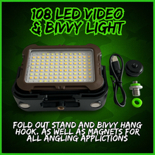 Load image into Gallery viewer, 108 SMD-LED Self-Take &amp; Bivvy Light USB-C Solar Rechargeable Carp Fishing