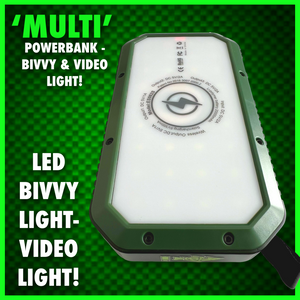 ‘Multi’ PowerBank With Video/Bivvy Light.inc Wireless Phone Charging & Solar Recharge!