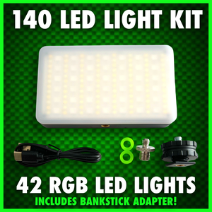 140 LED RGB VIDEO LIGHT WITH COLD SHOE PHONE HOLDER KIT!