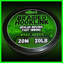Load image into Gallery viewer, FiSH i Kevlar Infused Braided Hooklink – Weed Green (20m / 20lb)