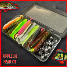 Load image into Gallery viewer, 51pc Ripple Shad Soft Lure Kit T Tail Fishing Baits Jig Head Set Perch Zander