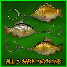 Load image into Gallery viewer, Carp Keyring’s-All 3 of Our Carp keyrings-Common Carp &amp; Mirror Carp.