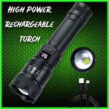 Load image into Gallery viewer, Rechargeable Zoom Torch Flashlight – Ultra Bright &amp; Perfect for Camping &amp; Fishing