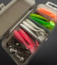Load image into Gallery viewer, Jig Head Lure set. Ripple paddle tail soft lures for jigging.35pc.