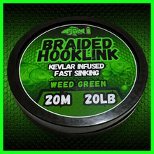 Load image into Gallery viewer, FiSH i Kevlar Infused Braided Hooklink – Weed Green (20m / 20lb)