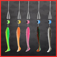 Load image into Gallery viewer, 61pc Soft Lure Fishing Kit – T-Tail Jighead &amp; Texas Rig Set-Fish i Tackle Predator kit.
