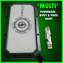 Load image into Gallery viewer, ‘Multi’ PowerBank With Video/Bivvy Light.inc Wireless Phone Charging &amp; Solar Recharge!