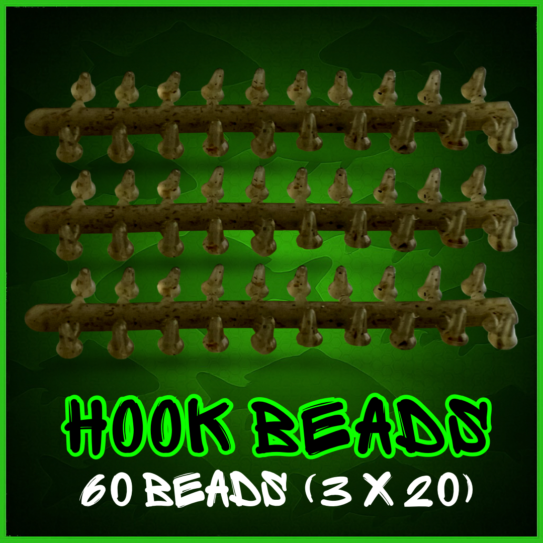 Trans Camo Green Fleck Hook Beads- 3x20-(60 Beads)-Carp Hook Beads.V2 Beads