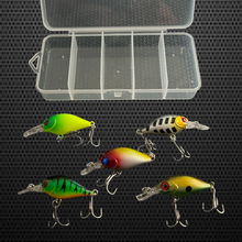 Load image into Gallery viewer, Set of 5 mini crankbait lures. mix of colours. 5cm Lures for Pike Perch Chub fishing.