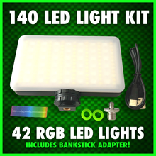 Load image into Gallery viewer, 140 LED RGB VIDEO LIGHT WITH COLD SHOE PHONE HOLDER KIT!