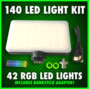 140 LED RGB VIDEO LIGHT WITH COLD SHOE PHONE HOLDER KIT!