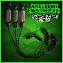 Load image into Gallery viewer, 3 x Bobbins Bite Indicators In TRANSLUCENT BLACK Colour -Version 2-(New for 2026) V2
