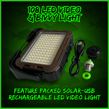 Load image into Gallery viewer, 108 SMD-LED Self-Take &amp; Bivvy Light USB-C Solar Rechargeable Carp Fishing