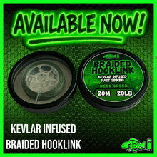 Load image into Gallery viewer, FiSH i Kevlar Infused Braided Hooklink – Weed Green (20m / 20lb)