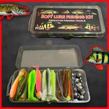 Load image into Gallery viewer, 51pc Ripple Shad Soft Lure Kit T Tail Fishing Baits Jig Head Set Perch Zander