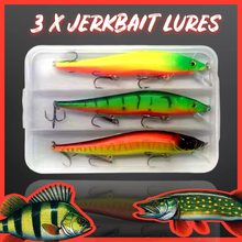 Load image into Gallery viewer, Jerkbait Fishing lures set in box.  13g 3x Lures  Sinking Minnow Style (Set4) - FiSH i UK