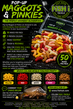 Load image into Gallery viewer, Pop-Up Maggots &amp; Pinkies – Mixed Colours – 50 Per Pack