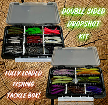 Load image into Gallery viewer, Double-sided dropshot fishing tackle box packed with lures, perfect for perch, pike, and chub fishing. Great gift for lure fishing enthusiasts.