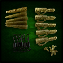 Load image into Gallery viewer, ⭐️NEW PRODUCT⭐️-Multi Lead Clips includes Qc Swivels and Anti Tangle Sleeves in Trans Green Camo Fleck.