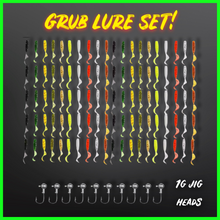 Load image into Gallery viewer, Mixed Grub lures with 1g jig heads.100 Piece Set. - FiSH i UK