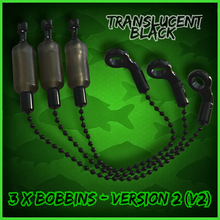 Load image into Gallery viewer, 3 x Bobbins Bite Indicators In TRANSLUCENT BLACK Colour -Version 2-(New for 2026) V2