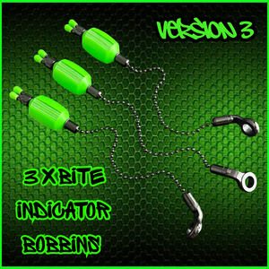 3x Bobbins Bite Indicators In Fluoro Green-Version 3-(New for 2025)