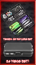 Load image into Gallery viewer, 56pc Predator Soft Lure Fishing Kit Pike Perch Zander Jigheads Texas Rig Set