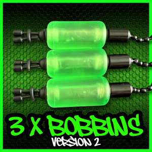 3 x Bobbins Bite Indicators In Fluoro Green -Version 2-(New for 2025)