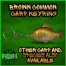 Load image into Gallery viewer, Common Carp Keyring-Carp fishing keychain- Golden Brown Version)