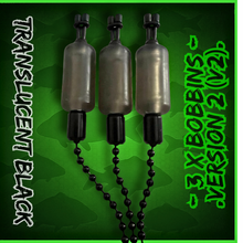 Load image into Gallery viewer, 3 x Bobbins Bite Indicators In TRANSLUCENT BLACK Colour -Version 2-(New for 2026) V2