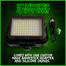Load image into Gallery viewer, 108 SMD-LED Self-Take &amp; Bivvy Light USB-C Solar Rechargeable Carp Fishing