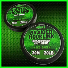 Load image into Gallery viewer, FiSH i Kevlar Infused Braided Hooklink – Weed Green (20m / 20lb)