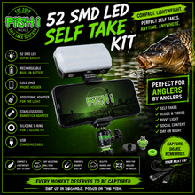 Load image into Gallery viewer, 52 SMD LED RECHARGEABLE VIDEO/BIVVY LIGHT &amp; COLD SHOE PHONE HOLDER KIT- SELF TAKE KIT-SELF TAKE STATION FOR CARP FISHING.