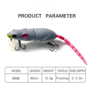 85mm Rat/Mouse Lure Floating 15.5g.Various Colours Available! Surface Pike Fishing!