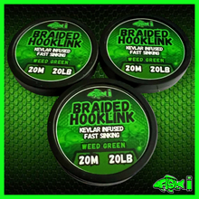 Load image into Gallery viewer, FiSH i Kevlar Infused Braided Hooklink – Weed Green (20m / 20lb)