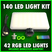 Load image into Gallery viewer, 140 LED RGB VIDEO LIGHT WITH COLD SHOE PHONE HOLDER KIT!