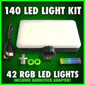 140 LED RGB VIDEO LIGHT WITH COLD SHOE PHONE HOLDER KIT!