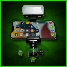 Load image into Gallery viewer, RECHARGEABLE 52 SMD LED VIDEO/BIVVY LIGHT &amp; COLD SHOE PHONE HOLDER KIT- SELF TAKE KIT-SELF TAKE STATION FOR CARP FISHING.