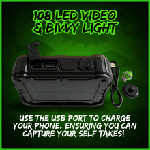 Load image into Gallery viewer, 108 SMD-LED Self-Take &amp; Bivvy Light USB-C Solar Rechargeable Carp Fishing