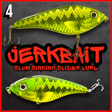 Load image into Gallery viewer, Slow Sinking Jerkbait Slider Lure 11.5cm 36g | Pike Zander Perch Fishing Lure UK | Rattle Jerkbait Hard Lure | Predator Fishing