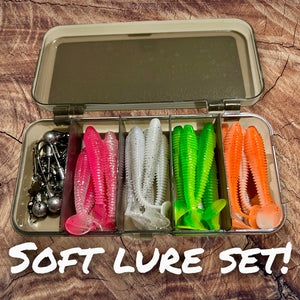 Jig Head Lure set. Ripple paddle tail soft lures for jigging.35pc.