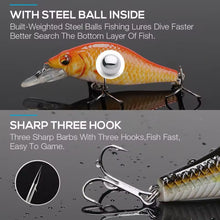 Load image into Gallery viewer, 7cm 11g Floating Minnow Fishing Lure Set of 3 Wobblers for Pike. Perch Chub! (set2) - FiSH i UK