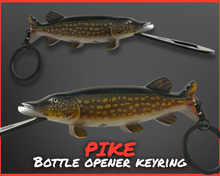 Load image into Gallery viewer, Pike Fish Bottle Opener Keyring – Realistic Pike Keychain – Lure Fishing Gift - Predator Fishing - FiSH i UK
