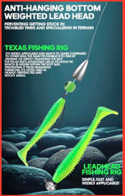 Load image into Gallery viewer, 61pc Soft Lure Fishing Kit – T-Tail Jighead &amp; Texas Rig Set-Fish i Tackle Predator kit.